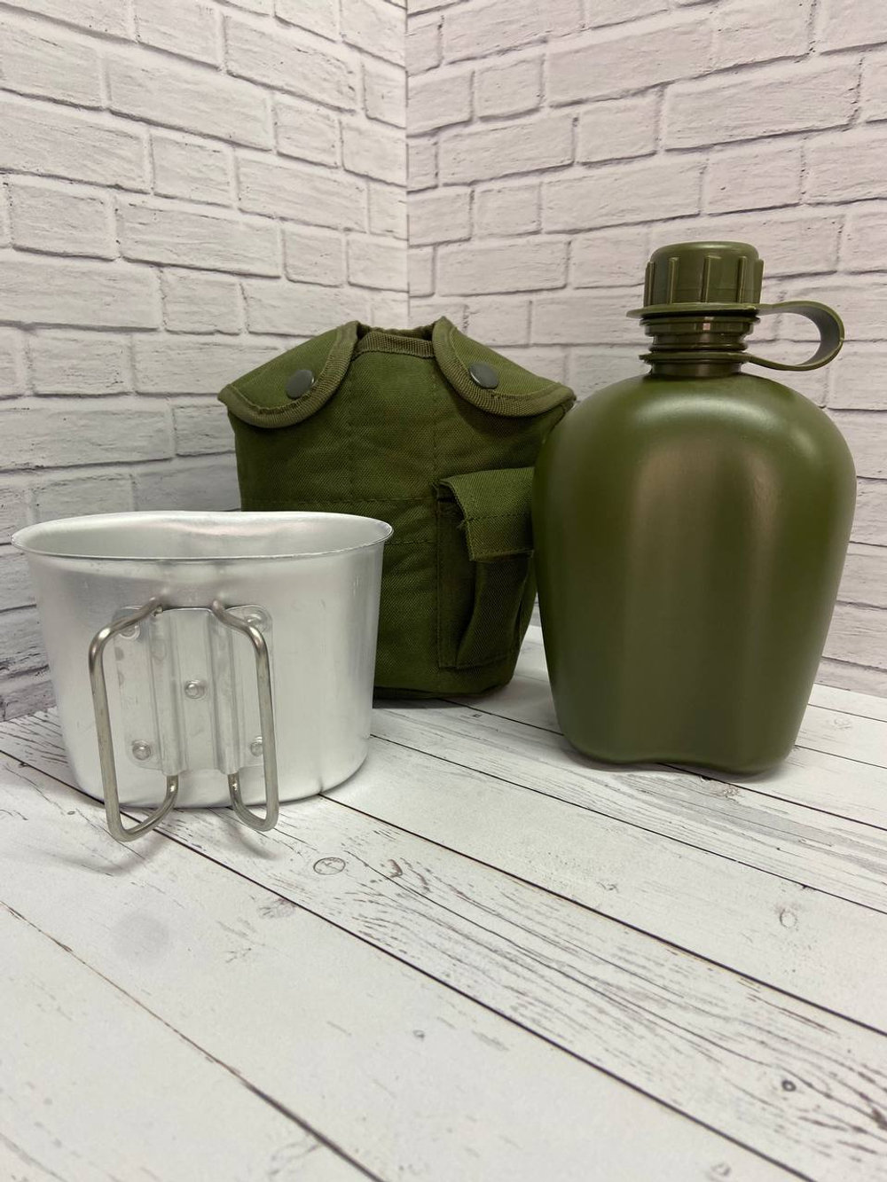 Армейская фляга с котелком / олива