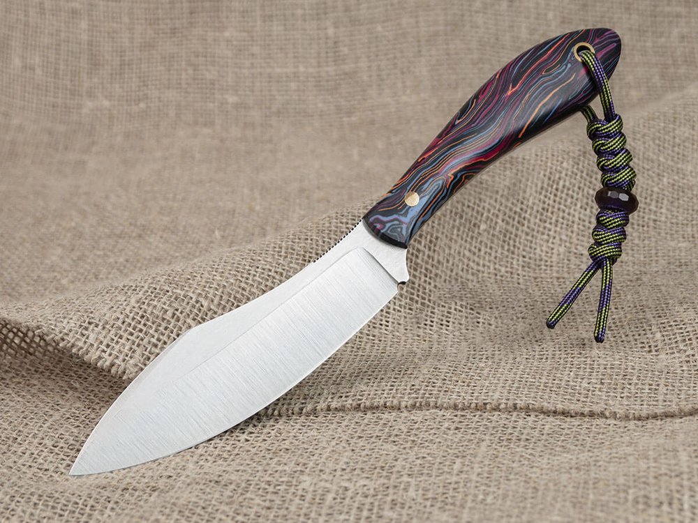 Нож для бушкрафта "Канадец XL", сталь VG-10/Elmax, рукоять микарта (фиолетовая)