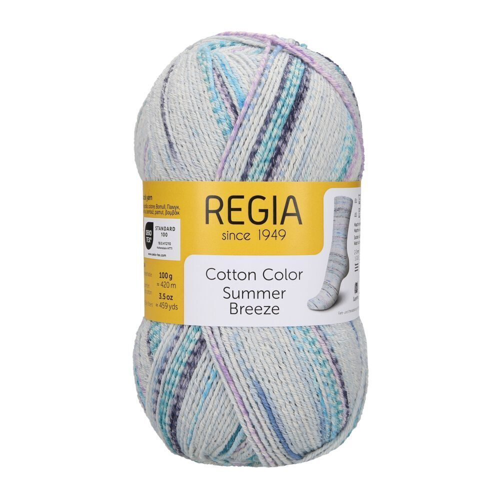 Пряжа Regia Cotton Color (02476/Ветренный день), 72% хлопок, 18% полиамид, 10% полиэстер, 100г/420м