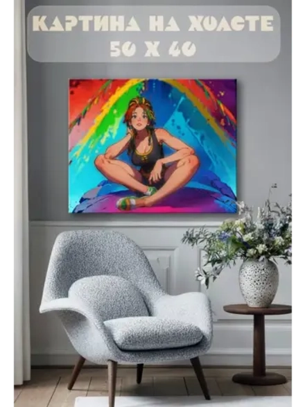 Картина на стену 40 X 50 Девушка аниме