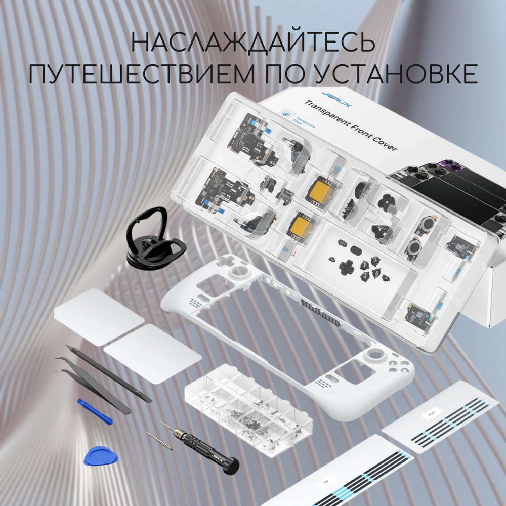 Комплект белых панелей (передняя и задняя) JSAUX PC0108+PC0106B для Steam Deck
