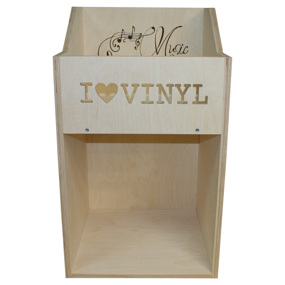 Ящик кейс органайзер для хранения до 200 виниловых пластинок I.LOVE.VINYL без покраски (ILVBOX200) с гравировкой