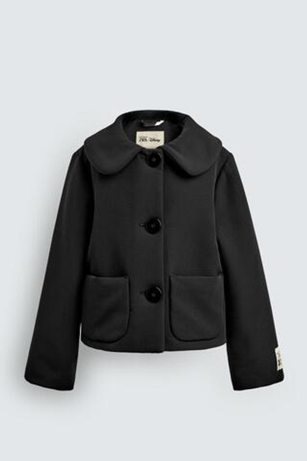 ZARA Х DISNEY КУРТКА С КРУГЛЫМ ВОРОТНИКОМ, ЧЕРНЫЙ