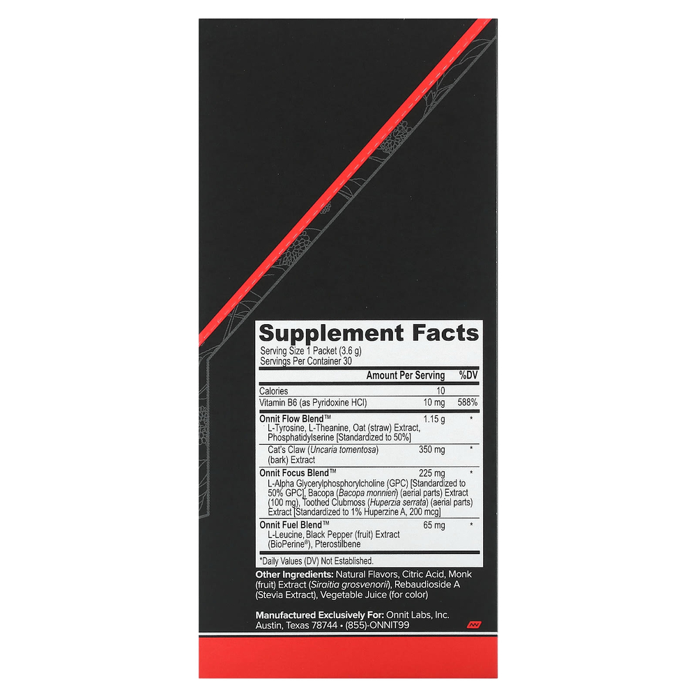 Onnit, Alpha Brain Instant, для памяти и концентрации, рубиновый грейпфрут, 30 пакетиков по 3,6 г (0,13 унции)