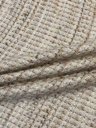 Твид шерсть с хлопком, п/а, п/э и люрексом Luisa Spagnoli песочный зигзагами с золотым напылением