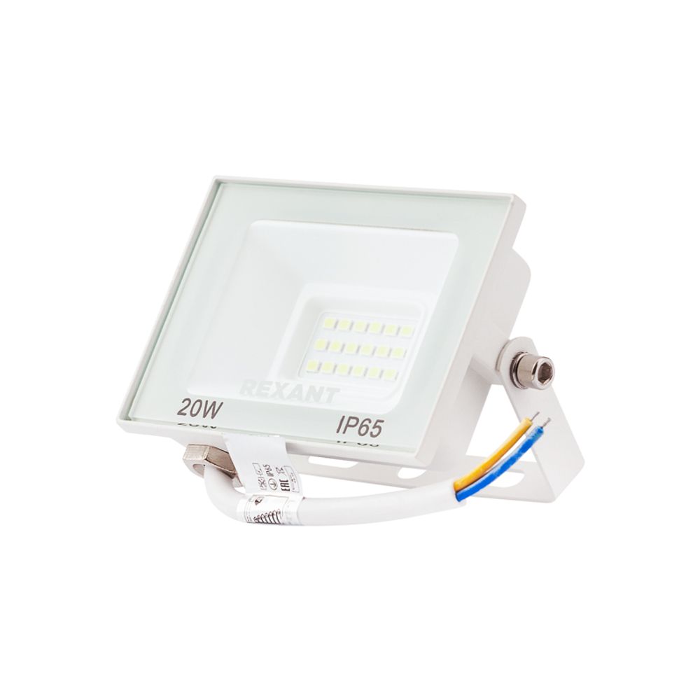 Прожектор светодиодный СДО 20Вт 1600Лм 6500K холодный свет, белый корпус REXANT