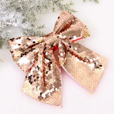 Бант на ёлку «Сияние» 16*17 см, Шампань