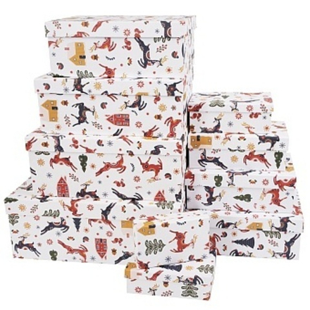 Подарочная коробка Новогодние олени 15*9,5*6 см.