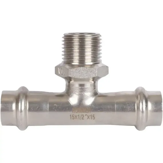 Тройник ROMMER ВПр-НР 15х1/2&quot; нержавеющая сталь 37954