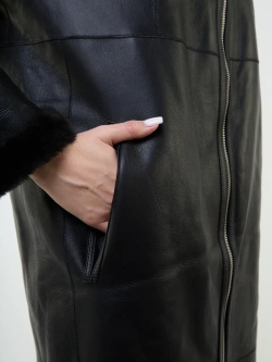 Дубленка зимняя двухсторонняя шуба с капюшоном