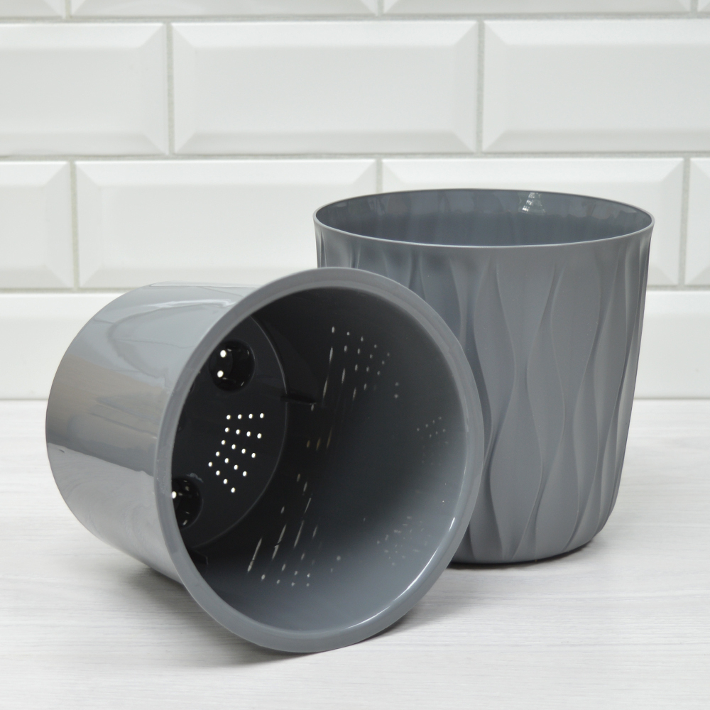 Горшок цветочный Desert 3,6л с дренажной вставкой (d182, h177мм) серый