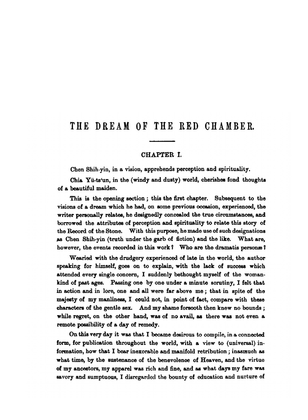 Hung Lou Meng, Or, the Dream of the Red Chamber, a Chinese Novel. Book I | Cao Xueqin