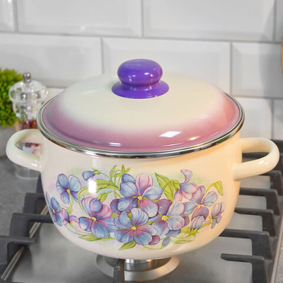 Кастрюля 4л "Фиалка" слоновая кость