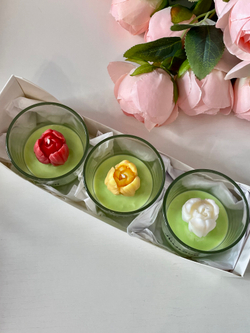 Набор ароматических свечей Белый, Желтый и Красный тюльпаны