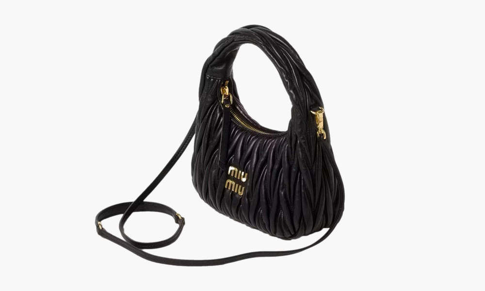 Сумка Miu Miu Wander Matelasse Nappa Leather Mini Hobo Bag "Black"
