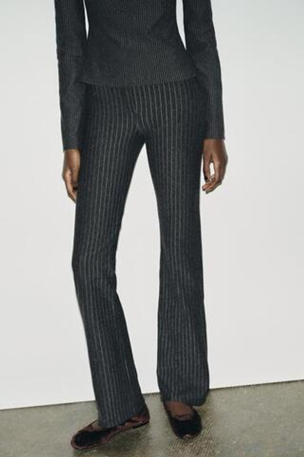ZARA БРЮКИ FLARED В ТОНКУЮ ПОЛОСКУ, ПОЛОСКИ