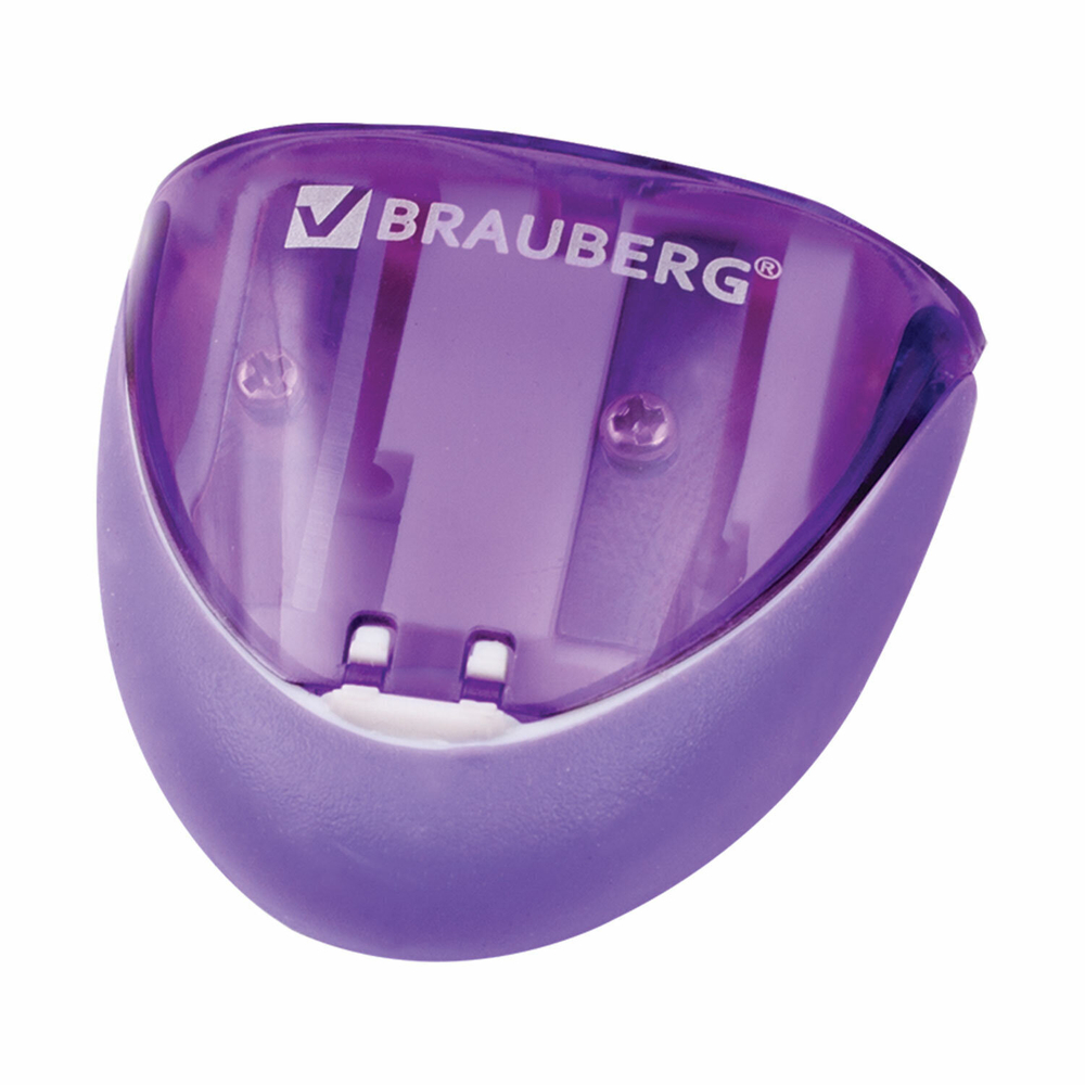 Точилка BRAUBERG "Space" 2 отверстия для чернографитных карандашей (в том числе утолщенных) резиновый упор с контейнером ассорти (24 штуки в упаковке)
