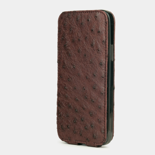 Чехол для iPhone 12/12Pro из кожи страуса бордового цвета
