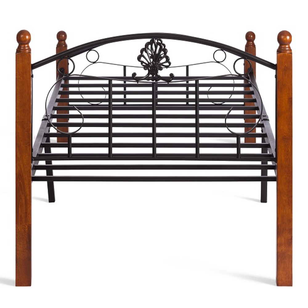 Кровать РУМБА (AT-203)/ RUMBA -дерево гевея/металл, 160*200 см (middle bed), красный дуб/черный