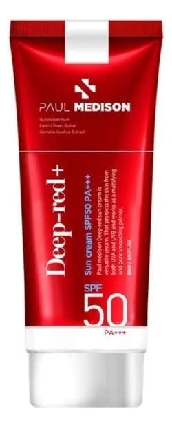 PAUL MEDISON Солнцезащитный кремБ- Deep-red Sunscreen SPF50 PA+++ , 60мл