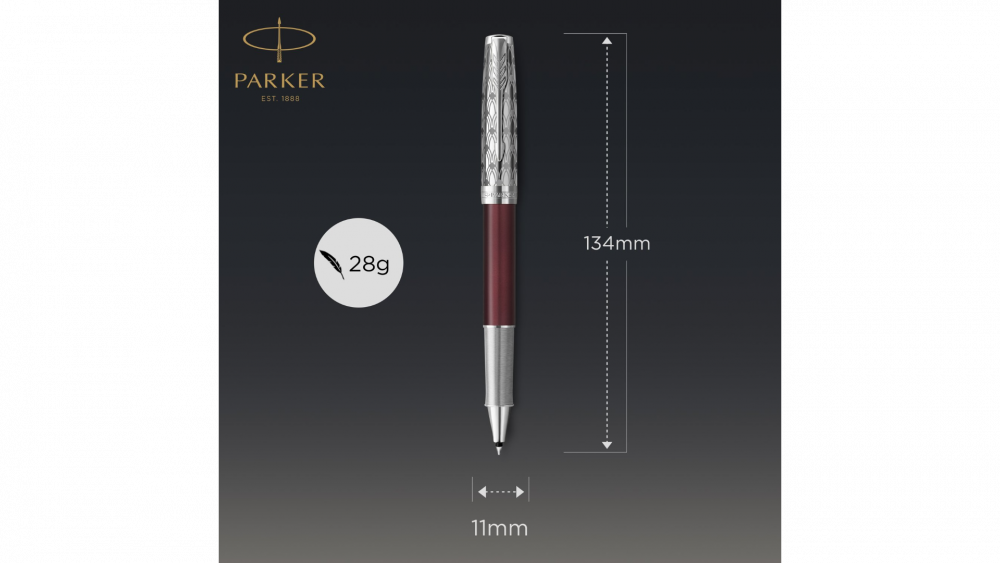 Ручка-роллер Parker Sonnet Premium Refresh RED CT, стержень: F, цвет чернил: black, в подарочной упаковке