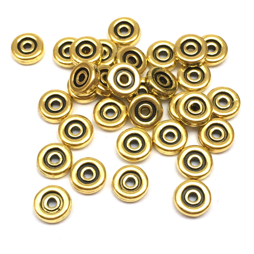 Бусины - спейсеры для украшений 6х2 мм (20 шт), под золото