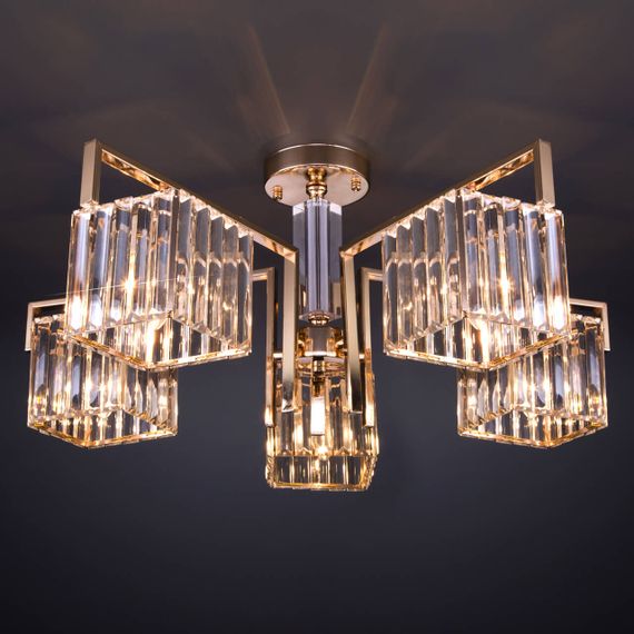 Потолочная люстра Eurosvet April 10126/5 золото/прозрачный хрусталь Strotskis Smart