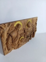 Освященная икона-панно "Рождество Христово" резная из дуба