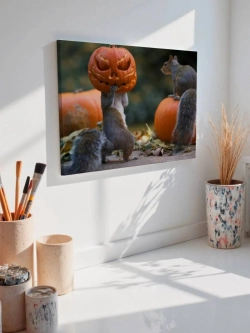 Картина на стену 40 X 50 Белки с тыквами