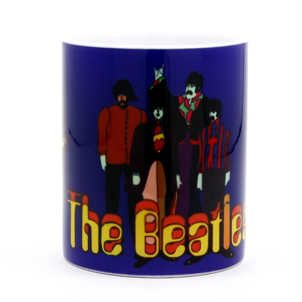 Кружка The Beatles Yellow Submarine группа, по бокам субмарины (600)