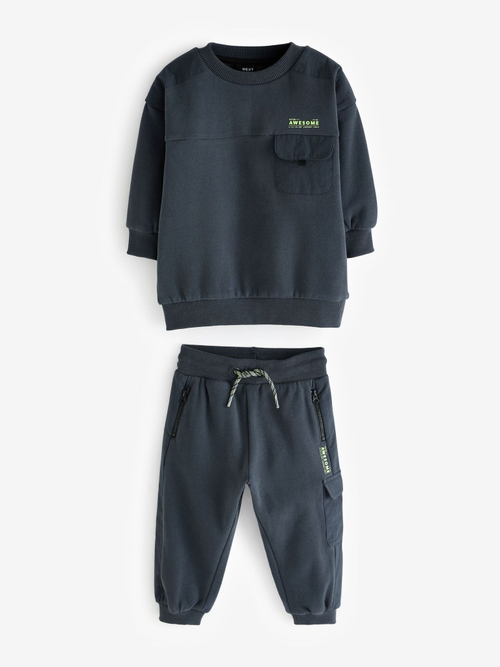 Лонгслив и джоггеры в комплекте для мальчика Next 609-514, Темно-серый