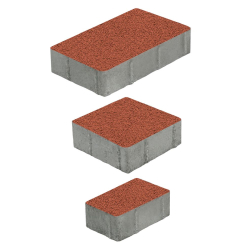 Тротуарная плитка СТАРЫЙ ГОРОД - Гранит Красный, комплект из 3 видов плит