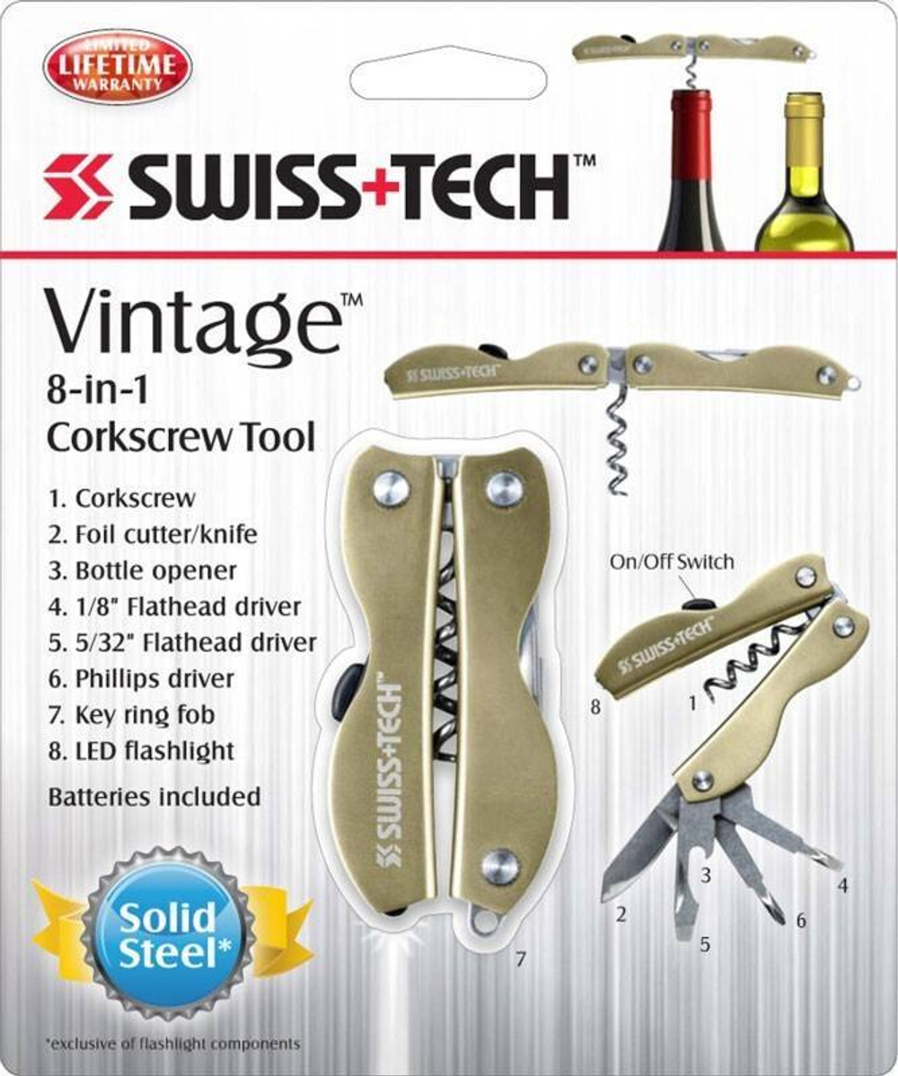 Мультитул Swiss+Tech Vintage Corkscrew Tool 8-in-1, Gold