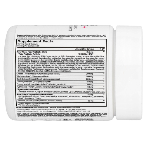 Codeage, RAW Women's Probiotic +, 60 растительных капсул