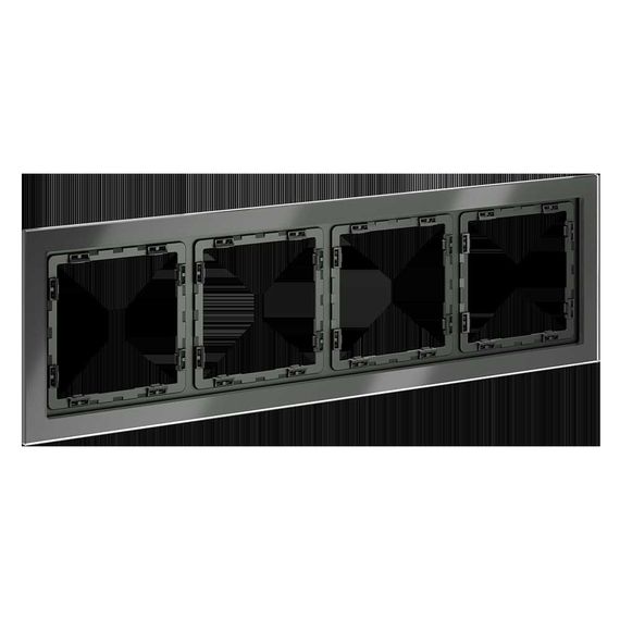 Рамка стеклянная Voltum S70 на 4 поста, (титан, стекло) VLS110406