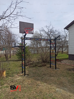 Монтаж уличной шведской стенки Sv Sport Рукоход (4 вертикальных столба)