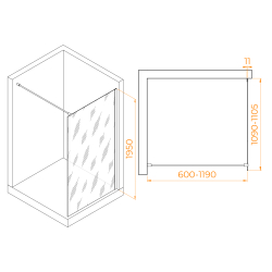 Душевая перегородка RGW WA-002B (Матовое-Сатинат, 1100)