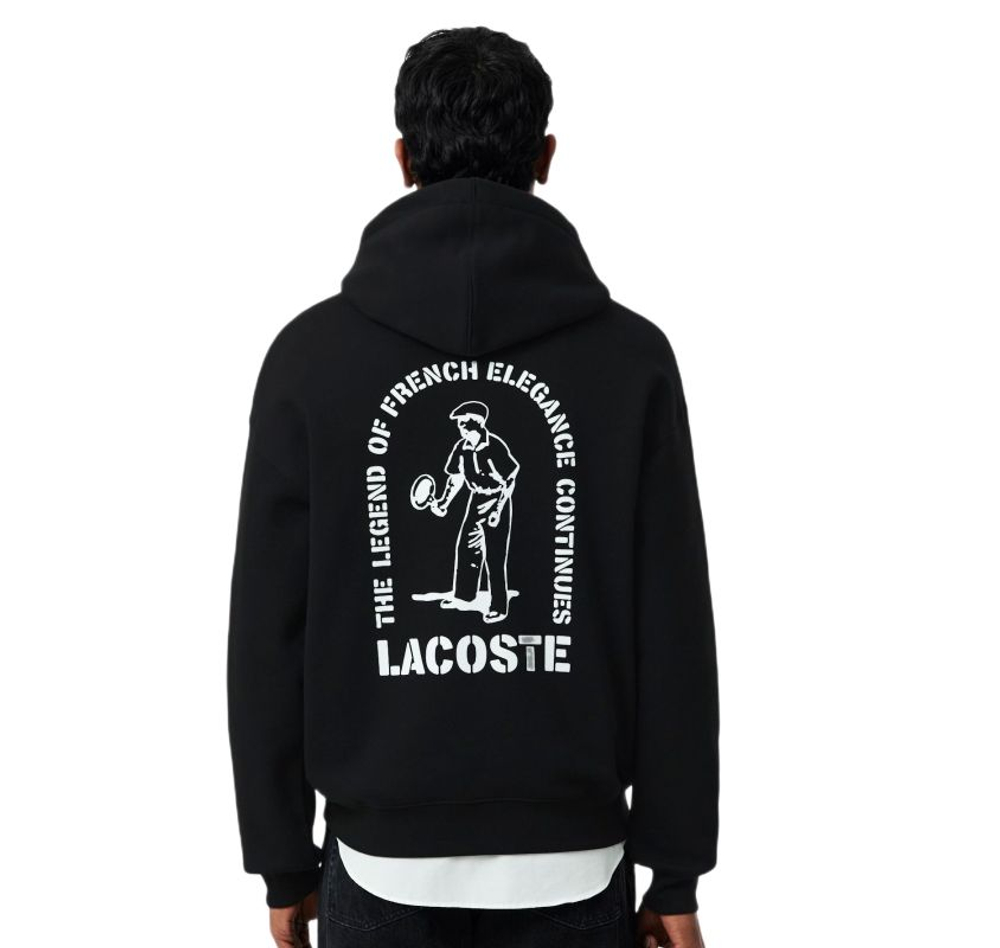 Куртка теннисная Lacoste Loose Fit Printed Hoodie - black