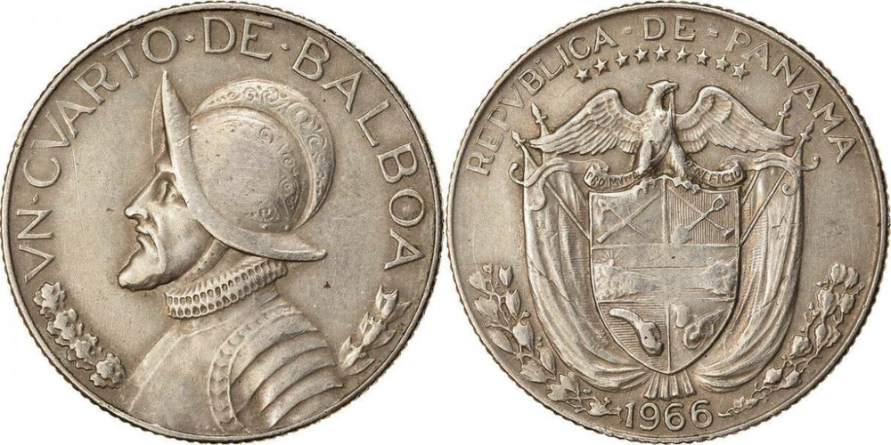 Панама 1/4 бальбоа, 1966 - 1993 Васко Нуньес де Бальбоа XF