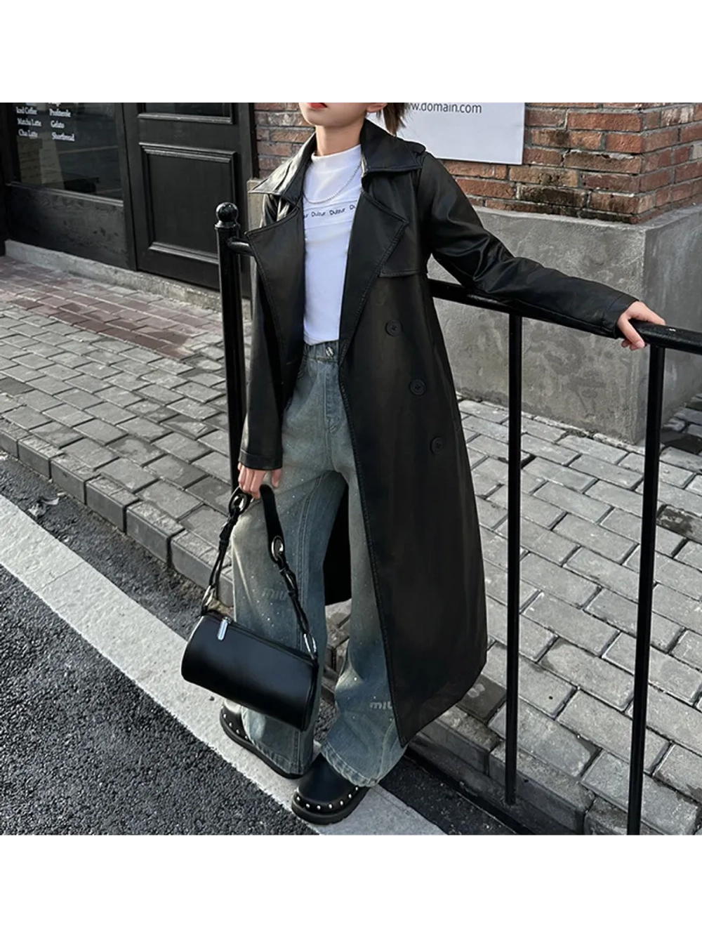 Тренч кожаный плащ