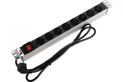 ЦМО Блок розеток Rem-16 с выкл., 8 Schuko, 16 A, алюм., 19", шнур 1,8 м