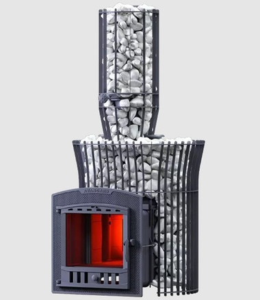 Банная печь Авангард 25П2 ЗК Ураган в сетке Тюльпан