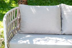 "Диего" лаунж-зона 4-местная плетеная из роупа (веревки), каркас алюминиевый белый, роуп бежевый