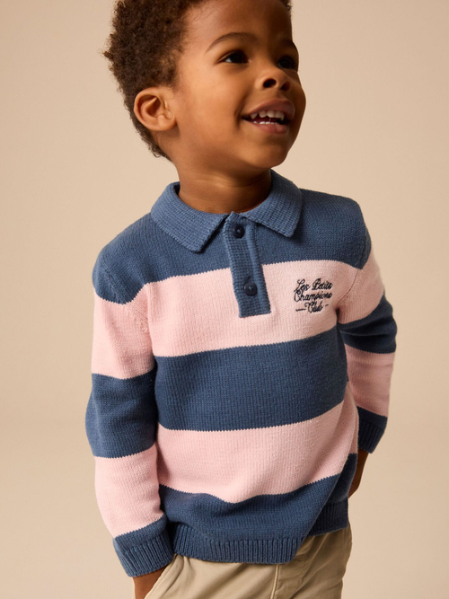 Поло с длинным рукавом для мальчика Next E27-764, Синий, Розовый