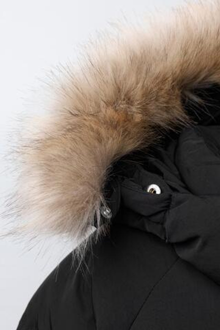 ZARA ПУХОВИК WATER REPELLENT С ОТСТЕГИВАЮЩИМСЯ МЕХОВЫМ КАПЮШОНОМ, ЧЕРНЫЙ