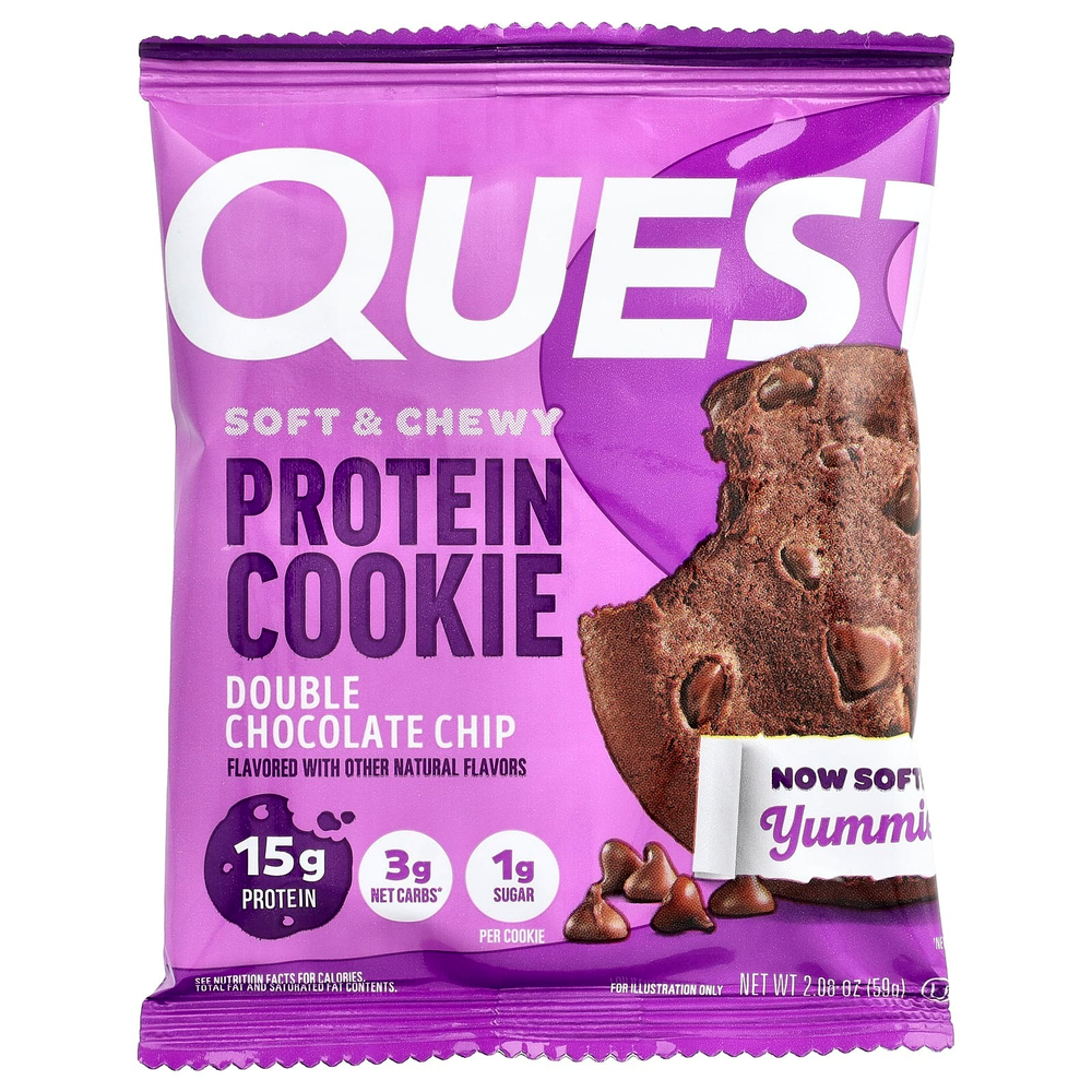 Quest Nutrition, Протеиновое печенье, двойная шоколадная крошка, 4 пакетика, 59 г (2,08 унции)