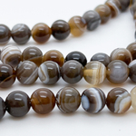 Агат тонированный (сорт Б), цвет коричневый, размер около 8 мм, цена за нить 46 шт