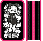 Пенал 3 секц. большой тканевый торец 190/105 "Girl and kitty" (Пчёлка)