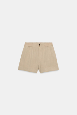 ZARA ШОРТЫ С ОТВОРОТАМИ, ПЕСОЧНЫЙ