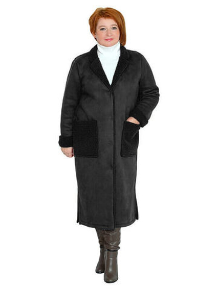 Удлиненный жакет из искусственной замши